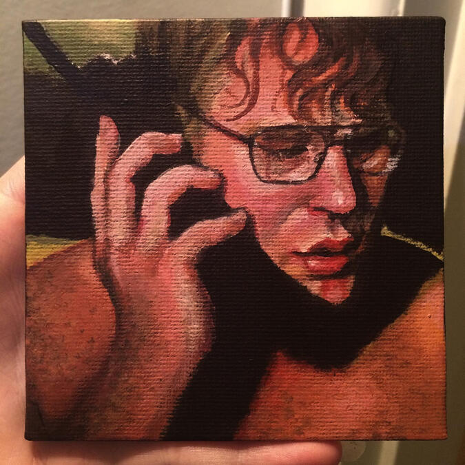 Philip Seymour Hoffman, 2021 (acrylic, 4&quot;)